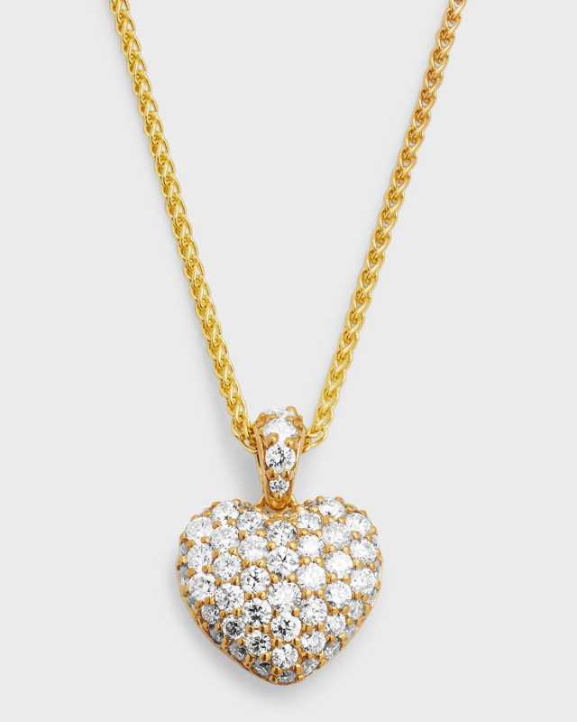 18k Gold Diamond Heart Pendant Necklace